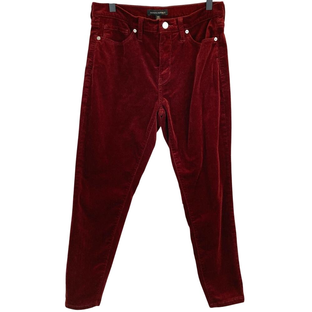 Banana Republic Womens Burgundy Red Skinny Corduroy Pants Size 29S Mid Rise